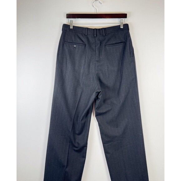 VINTAGE Burberrys Mens Dress Pants Blue Pinstriped Straight Pleated Front 32x30 - Picture 7 of 9